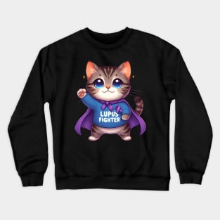 Cute Cat Lupus Fighter: A Feline Warrior's Tale Crewneck Sweatshirt